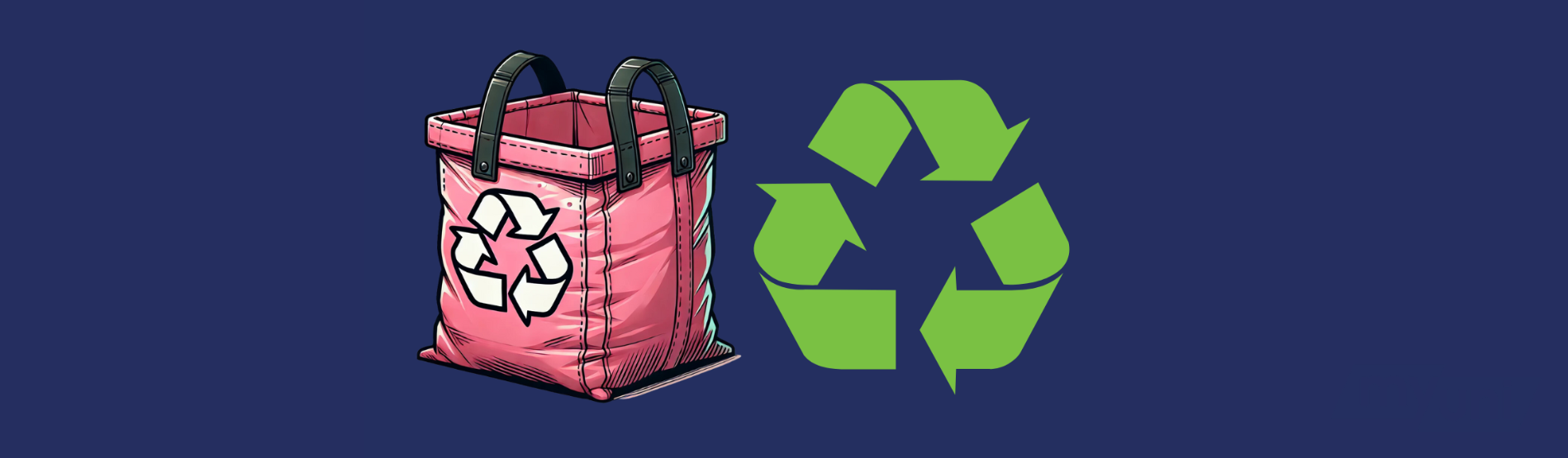 Pink recycling bag and recycling logo