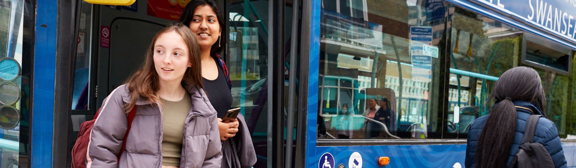 Students getting off the bus