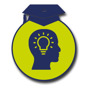 An icon depicting a human head containing a light bulb, to represent innovation