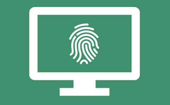 A screen displaying a thumbprint