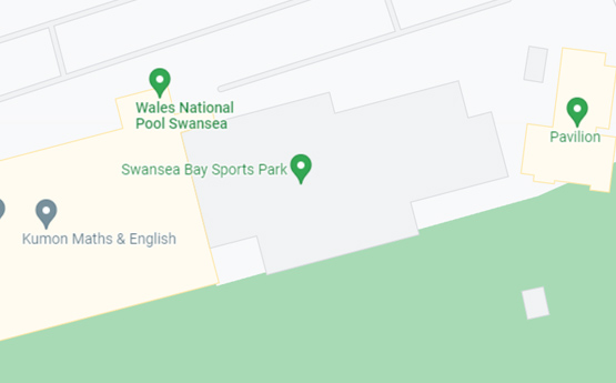 Map showing location of Swansea Bay Sports Park