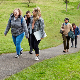 Students walking through Singleton Park