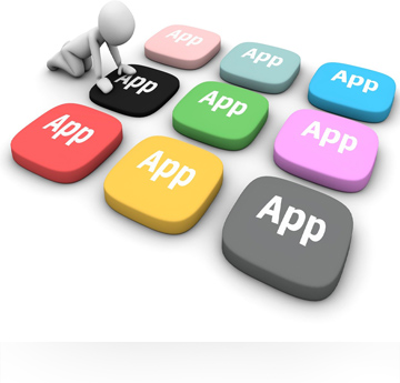a figure selecting apps buttons