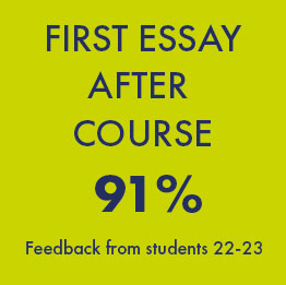 First essay after course 91%. Student feedback 2022 to 2023 academic year. 