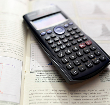 A calculator on a textbook