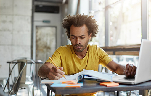 a student studying