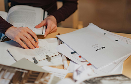 a table covered in revision materials