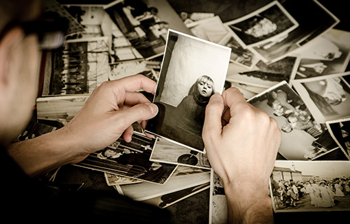 looking through photographs