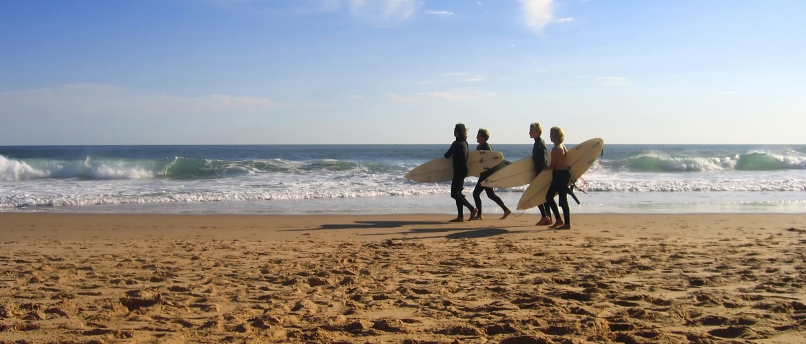 Marketing Toolkit-Students on beach wth surfboards