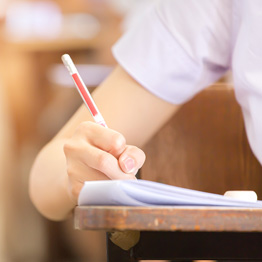 Close-up of student taking an exam