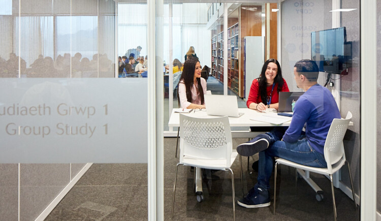 Students studying in a study pod