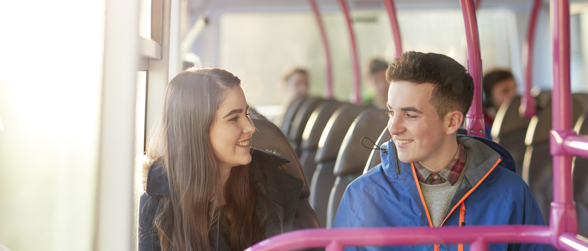 Students chatting on the bus