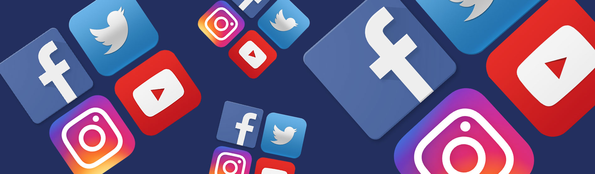 Logos Facebook, Instagram, Twitter a YouTube