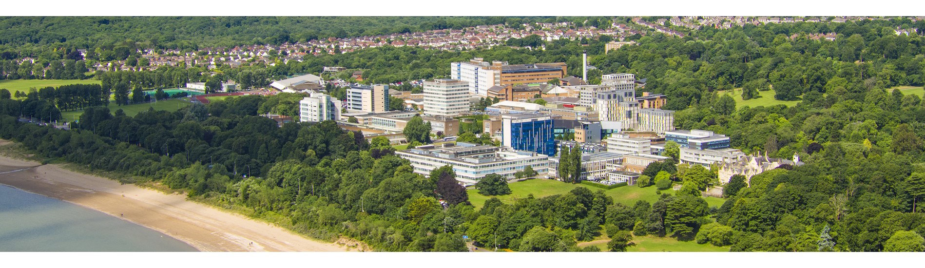Areal view of Swansea University