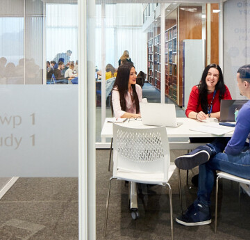 Students in Library study pod