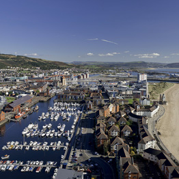 View of Swansea Marina taken from Meridian Tower