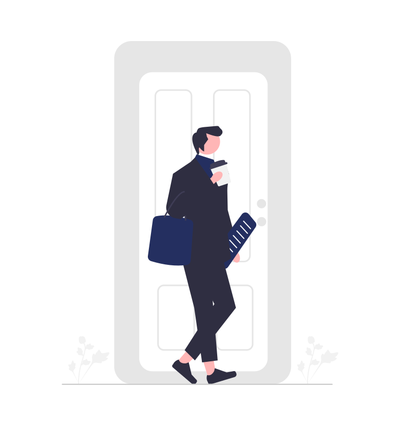Clipart of person arriving or exiting room