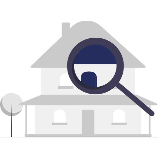 Clipart of house with magnifying glass