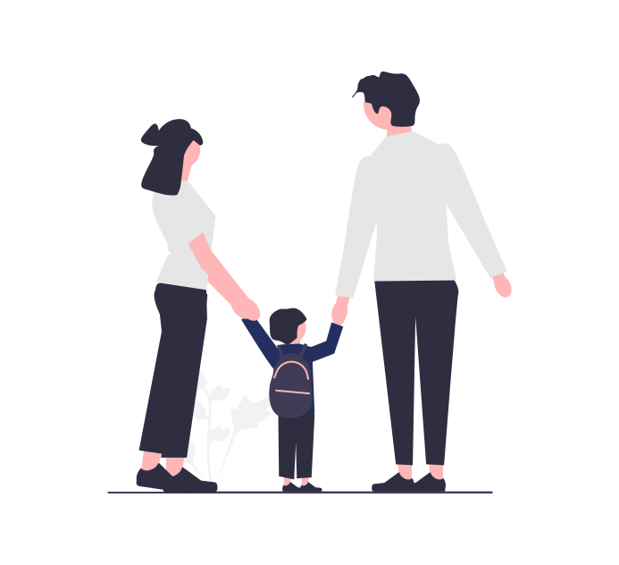 Clipart of mother and father holding child's hand