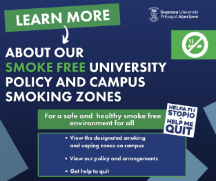 Graphic explaining key messaging of the Smoke Free University Policy.