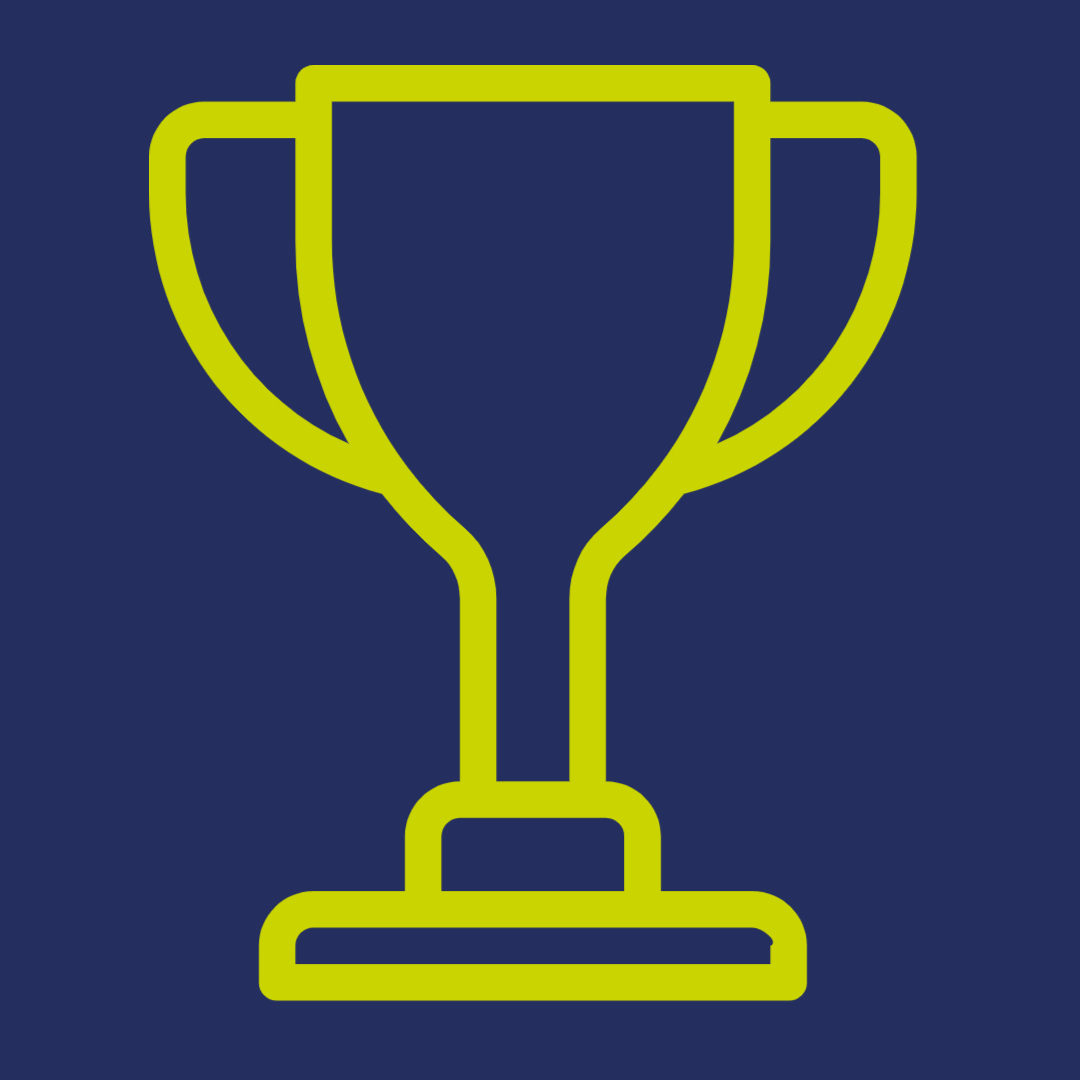 Illustration of a trophy on a dark blue background