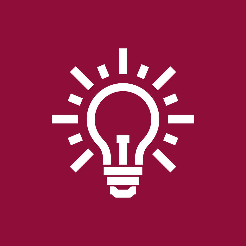 Light bulb icon with resilience, problem solving and personal effectiveness below