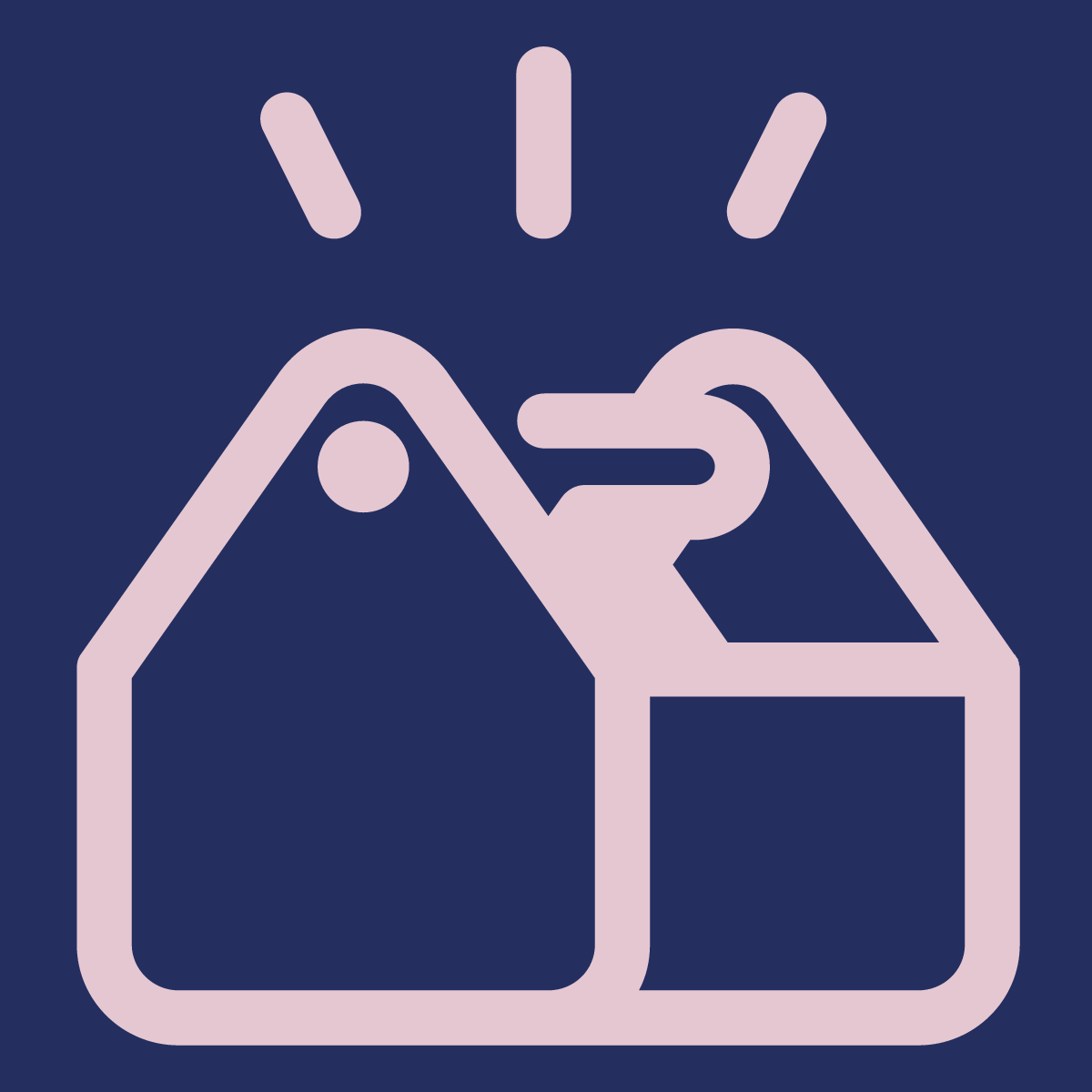 Pink toolkit icon on blue background