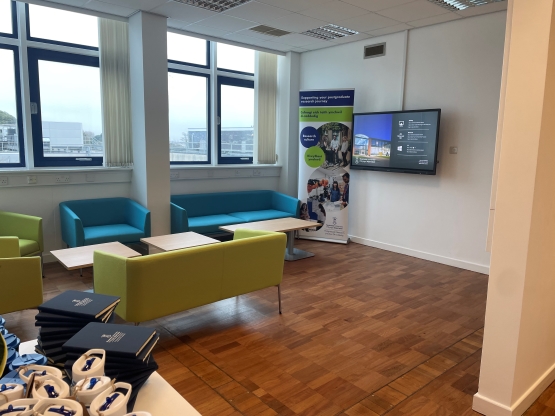 Image of the PGR student lounge on Faraday Level 3
