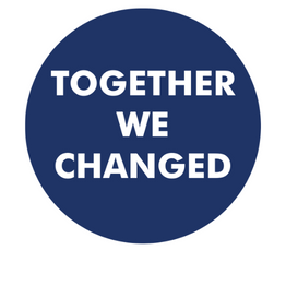 Together We Changed wording, layered over a navy blue circle.