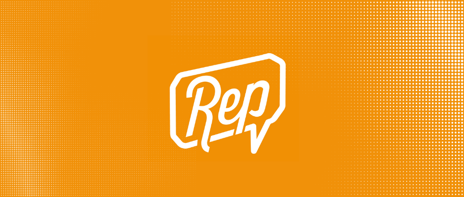 Rep Logo on a bright orange background.