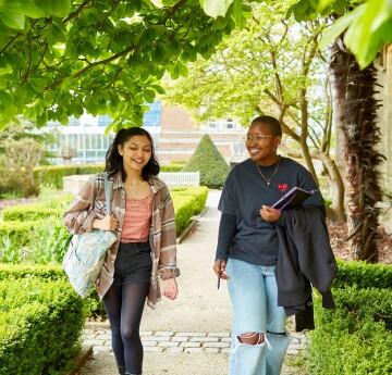 Students walking in Singleton Abbey gardens